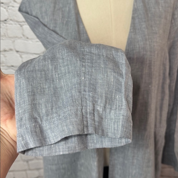 Eileen Fisher 100% Organic Cotton Loose Lightweight Blazer Duster Size L Large - Picture 3 of 13